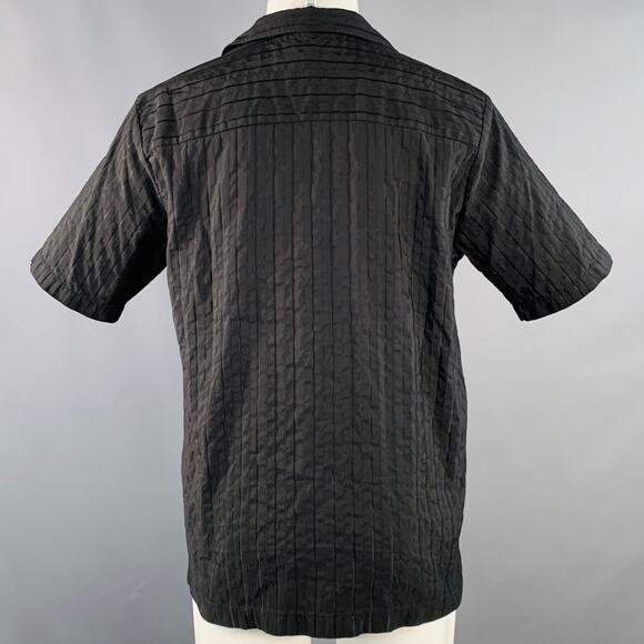 OUR LEGACY Size S Black Pinstripe Polyester Cotton Short Sleeve Shirt - Picture 4 of 9